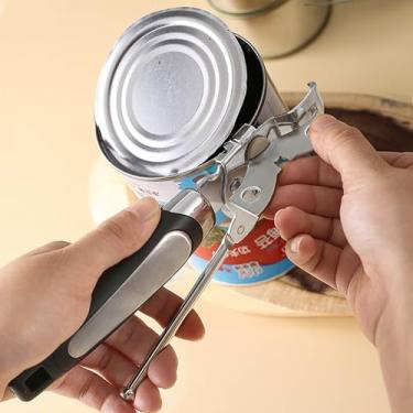 Imagem de Abridor de latas manual selecionado, abridor de latas com tapper, alça confortável, lâmina afiada borda lisa de 19 cm de comprimento, banhado a níquel