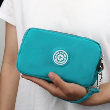 Imagem de Bolsa clutch feminina, bolsa de mão feminina de nylon de grande capacidade, carteiras de pulso para mulheres, nylon impermeável, Verde, Small