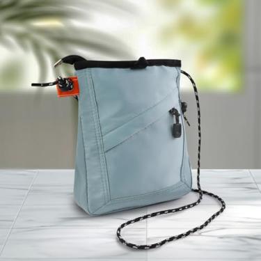 Imagem de Bolsa tiracolo unissex de poliéster, bolsa tiracolo impermeável para homens, leve, espaçosa, bolsa lateral com alça ajustável, Azul