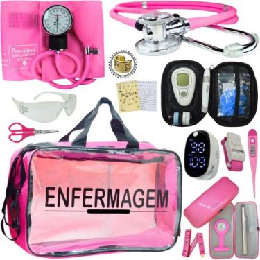 Imagem de Kit Enfermagem Premium Basico - Love Saude, ROSA PREMIUM TRANSPARENTE