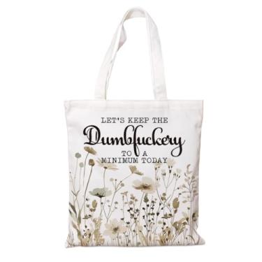 Imagem de Bolsa de lona divertida - Let's Keep the Dumbfuckery to a minimum, bolsa de ombro de pano para trabalho, sacola de compras de algodão reutilizável, presentes inspiradores para mulheres, melhor
