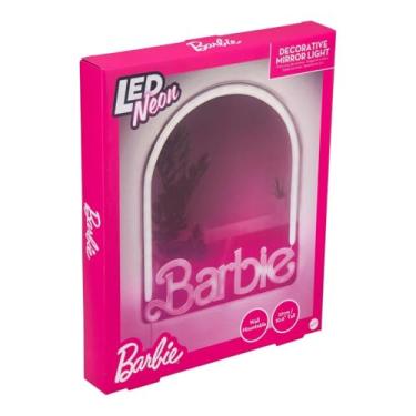 Imagem de Paladone Espelho de parede Barbie LED neon iluminado, oficialmente licenciado pela Mattel, decoração de casa e quarto para meninas, adolescentes, mulheres, lâmpada rosa alimentada por USB