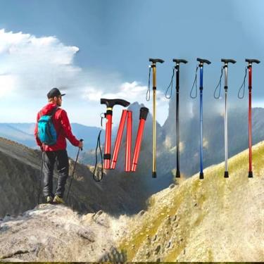 Imagem de Bastões de caminhada leves e dobráveis, bastões ajustáveis com pontas de borracha para caminhadas de acampamento ao ar livre