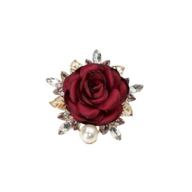 Imagem de Broche de flor de tecido feminino broche de flores de casamento feito à mão acessórios de terno broches (vermelho), Large, Liga de aço, Sem Pedra Preciosa