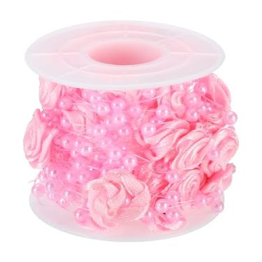 Imagem de Contas de pérola rosa, guirlanda de fio de pérola artificial de 16,4 m para festa de Natal, faça você mesmo, artesanato, casa, casamento, decorativo, rosa