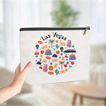 Imagem de Chicago Nashville Itália Paris Los Angeles Lovers Las Vegas Gift Makeup Bag Girls Trip Birthday Gifts for Women, Las Vegas 00728, 9.8 x 7 inch, Tendência