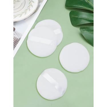 Imagem de 4 peças de esponja de polimento de limpeza facial, pó de maquiagem de algodão branco com alça, almofadas esfoliantes para rosto para limpeza diária da pele máscara esfoliante ou base líquida, 9,5 x