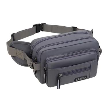 Imagem de GlneYos Pochete para homens e mulheres, bolsa carteira de cintura de grande capacidade, bolsa ajustável e à prova d'água para viagens, corrida, compras, caminhadas, ciclismo, escalada, cinza