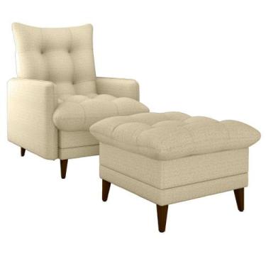 Imagem de Poltrona E Puff Montreal Linho Vancouver Milani Store Palha - MILANI M