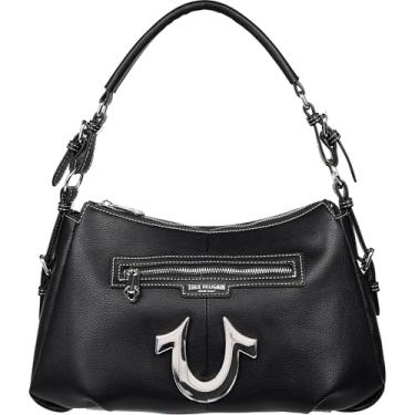 Imagem de True Religion Bolsa Satchel, Bolsa tiracolo feminina com alça ajustável, bolsa estruturada para o dia a dia, preta