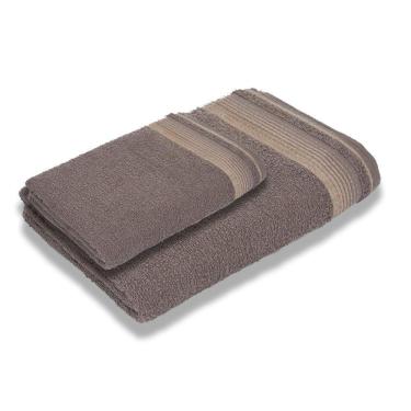 Imagem de Jogo Com 2 Toalhas Luxury Soft Beka 360 G m² 1 Banho + 1 Rosto Luxo Cinza