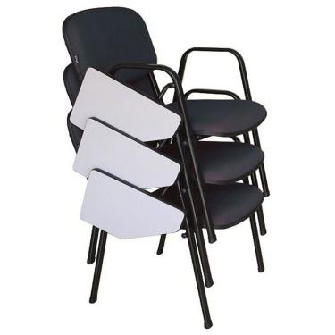 Imagem de 03 Cadeiras Escolar Universitária Linha Hotel Auditório Cinza