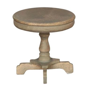 Imagem de Mesa redonda de móveis de casa de bonecas em miniatura em madeira em escala 1:12