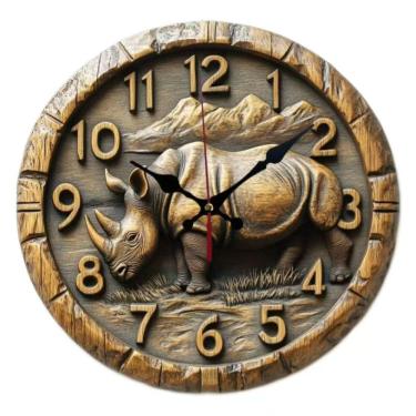 Imagem de Relógio de parede Rhino 3D Non-Ticking Silent 30x30cm MDF