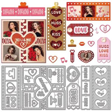 Imagem de GLOBLELAND Matrizes de corte de fundo de filme de coração para fazer cartões de amor, molduras de marcadores, cortes, carimbos postais, matrizes de metal para scrapbook faça você mesmo, álbum de fotos
