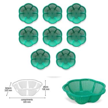 Imagem de Kit 8 Cesto Fruteira De Centro De Mesa Cor Verde Plástico