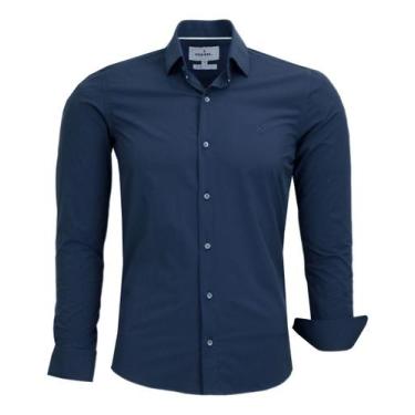 Imagem de Camisa Social Amil Manga Longa Slim Tecido Poliamida Elastano 1879, Az