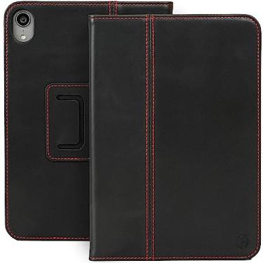 Imagem de Casemade Capa de couro real para iPad Mini (6ª geração modelo 2021) – Capa fina premium/Smart Folio com suporte duplo e hibernar/despertar automático (preto)