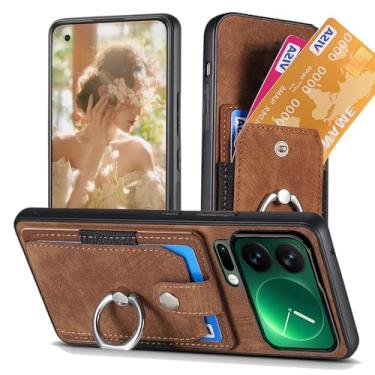 Imagem de Fofvccv Capa carteira para Xiaomi 17 Pro Max com compartimentos para cartões, suporte de anel giratório fino de couro PU fecho magnético com suporte à prova de choque capa protetora para Xiaomi 17 Pro