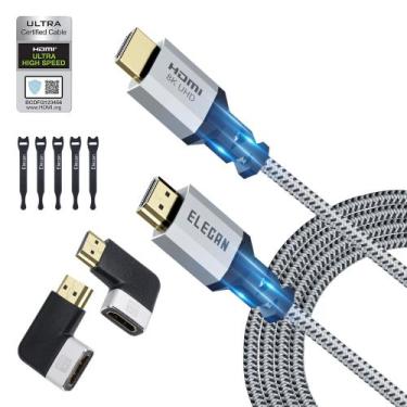 Imagem de Cabo HDMI Elecan 8K HDMI 2.1 4K @120Hz 15 pés com laços e adaptadores