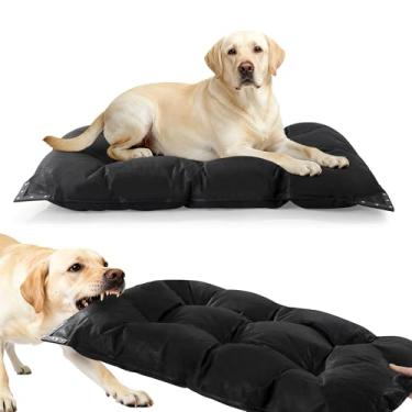 Imagem de HOMBYS Cama para cães à prova de mastigação indestrutível com rebites de metal reforçado para mastigadores agressivos, tapete durável para animais de estimação de 89 x 56 cm, almofada de canil