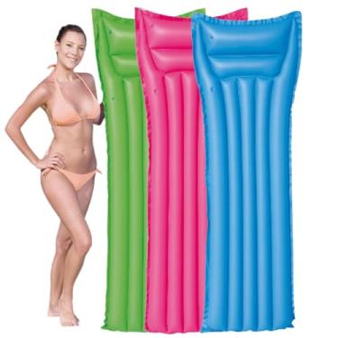 Imagem de Kit 3 Colchões Bronzeador Inflável Boia Praia Piscina Gigante 1.83x0.69m PVC Reforçado (Mix 3 Cores)