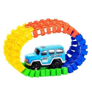 Imagem de Pista de Montar 56 Peças Carrinho McQueen Com Luz LED Trilha Maluca Infantil