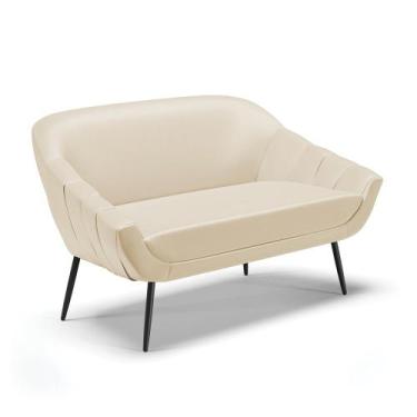 Imagem de Namoradeira 02 Lugares Giovana material sintético Bege Pés Palito de F