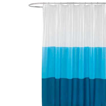 Imagem de Coina Box Pvc Faixas Azuis 198x180cm - Uzoo Cortina Box Pvc 1.98x1.80m Faixas Azuis 818011