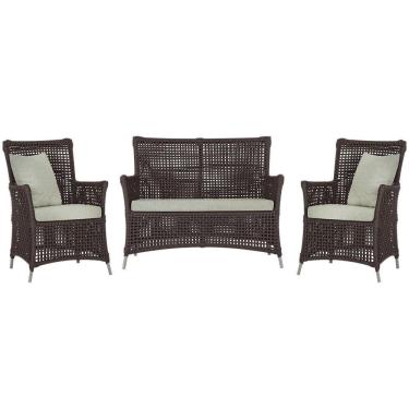 Imagem de Jogo Sofá E 2 Poltronas Igapó Alumínio Fendi E3 Trama Marrom