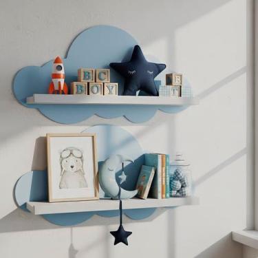 Imagem de Kit 2 Prateleiras para Quarto Infantil Nuvem - JPF Móveis