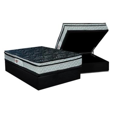 Imagem de Conjunto Box Baú Casal: Colchão Espuma Paropas D28 Conforto Firme + Base Crc Suede Black (138x188)