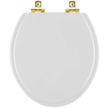 Imagem de Assento Sanitário Soft Close Twister Cinza Claro Para Vaso Hervy Com Ferragem Dourada