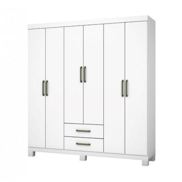 Imagem de Guarda Roupa A22 6 Portas 2 Gavetas Carioca Móveis Branco