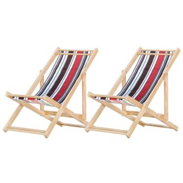 Imagem de Kit 2 Cadeira Espreguiçadeira Dobrável S-b-l Marrom-vermelho