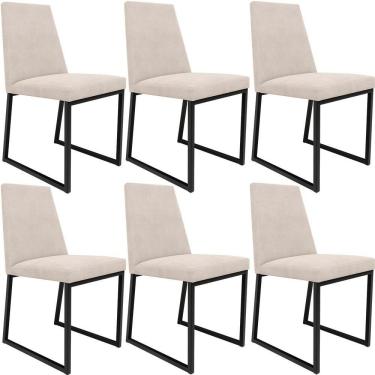 Imagem de Kit 06 Cadeiras Para Sala De Jantar L02 Suede Bege