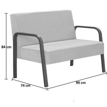 Imagem de Kit 2 Namoradeiras Jade Braço Madeira Suede Amarelo