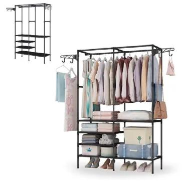 Imagem de Arara Guarda Roupas Dobravel Cabideiro 6 Prateleiras Armario Sapateira Closet Organizador Portatil