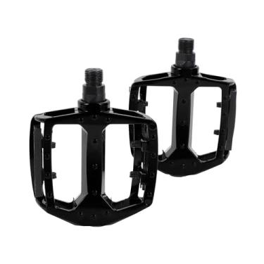 Imagem de REPAIROCK Pedal de bicicleta de liga de alumínio universal para bicicleta pedal plano com tiras refletivas ajuste preto pedal de bicicleta antiderrapante de 14 mm para bicicletas de estrada BMX MTB 1