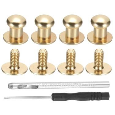 Imagem de Pontas de 8 x 7,5 x 6 mm para roupas, 30 conjuntos de pontas de botão de metal com furador e kit de parafusos de chave de fenda, rebites de cabeça chata, parafusos de barril de couro faça você mesmo