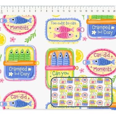 Imagem de Tecido Tricoline Digital Latas de sardinhas candy colors 50 x 150 cm