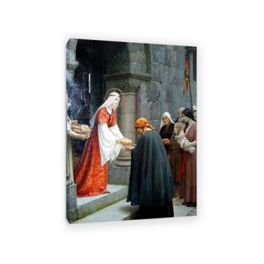 Imagem de Edmund Leighton impressão em tela The Charity of St Elizabeth por Reproduções de pinturas famosas Edmund Leighton pôster arte de parede para sala de estar quarto decoração de parede 100 x 70 cm
