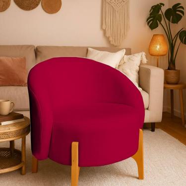 Imagem de Poltrona Orgânica Requinte Sala Escritório Pé Madeira Vermelho