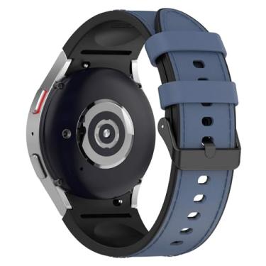 Imagem de Pulseira Couro Hibrido LTIMPORTS compativel com Galaxy Watch 7, Galaxy Watch 6, Galaxy Watch 5, Galaxy Watch 4 e Galaxy Watch FE (Azul)