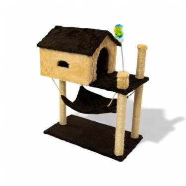Imagem de Arranhador para Gatos Arranhador para Gatos Grande Completo Com Uma Casinha para Gatos Ideal para Manter os Gatos Entretidos em Casa e Evitar ArranhõEs no Sofá.(Marrom)