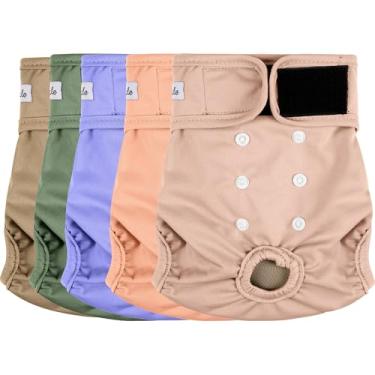 Imagem de Grecle Fraldas para cães femininos 5 unidades - fraldas reutilizáveis ​​premium para cachorrinhos no calor - fraldas para cães altamente absorventes femininas para incontinência de animais d