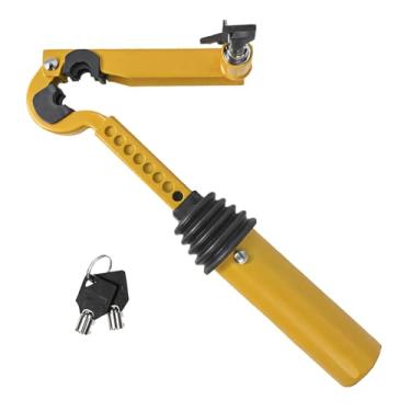 Imagem de Kit de trava de freio de mão amarela antifurto de alta visibilidade, trava com duas chaves para segurança do carro, trava de pedal de freio ajustável, dispositivo de carro antifurto para todos os