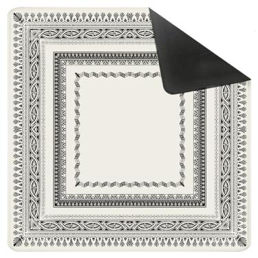 Imagem de Yhtrg Vintage Black and White Mahjong Mat for Table 31.5 x 31.5 in, Traditional Oriental Chinoiserie Chinese Anti-Slip Mahjong Table Cover Tablecloth for Poker Board Card Tile Game Dominoes