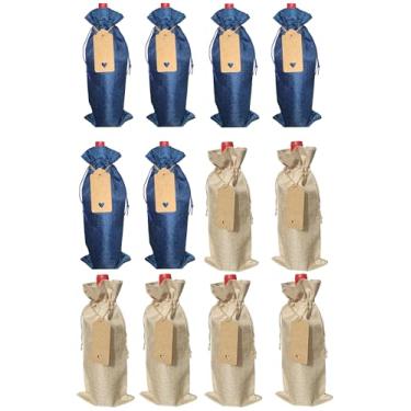 Imagem de Pacote com 12 sacos de presente de azeite de oliva de serapilheira premium com etiquetas de presente – Capas reutilizáveis de juta com cordão, ideais para Natal, casamentos, festas, degustações às