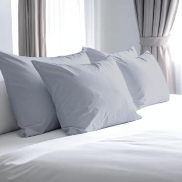 Imagem de Conjunto de 2 fronhas King cinza claro 800 fios com 2 fronhas 100% algodão egípcio com fibra longa e trama de cetim, hotel macio e sedoso – como capas de travesseiro de cama para dormir confortável